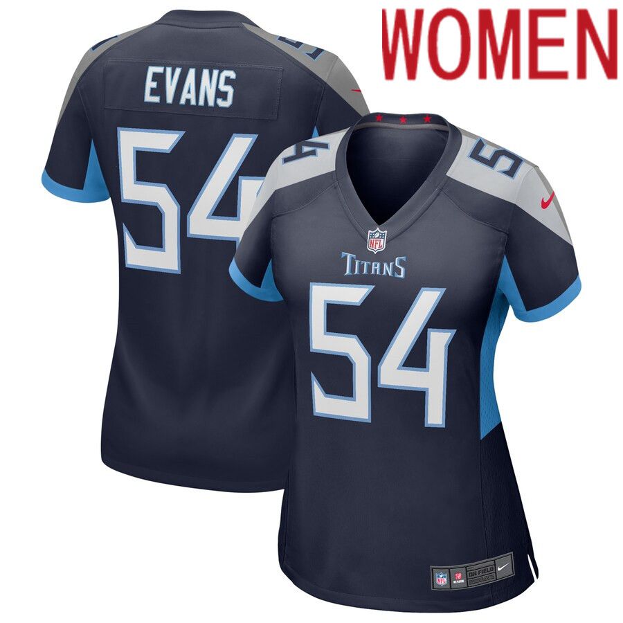 Women Tennessee Titans #54 Rashaan Evans Navy Nike Game NFL Jersey
